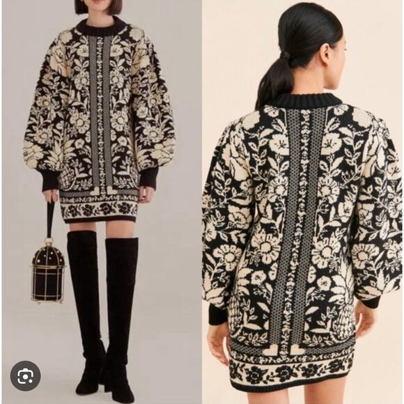 FARM Rio Dresses & Skirts - FARM Rio Women's Black Pineapple Garden Mini Sweater Dress.  Medium